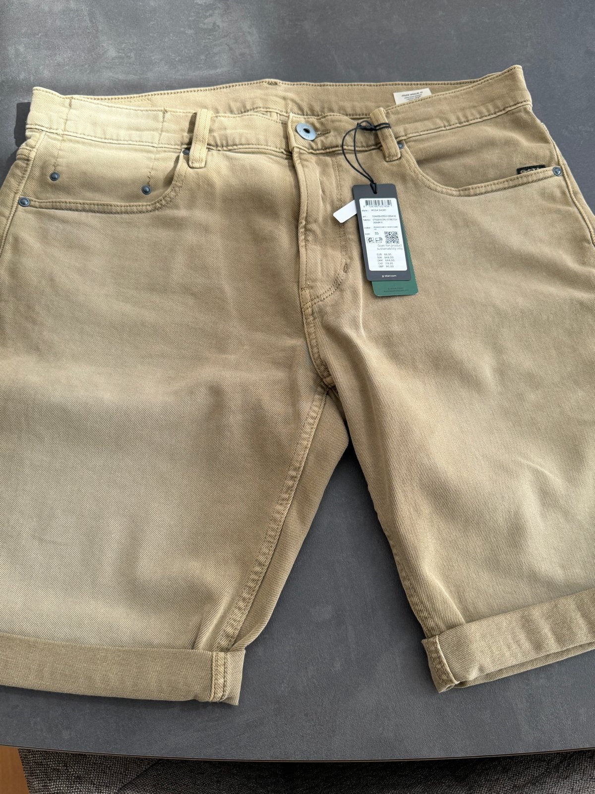 Nieuwe G-Star Mosa spijkershort - beige - maat 35, Kleding | Heren, Spijkerbroeken en Jeans, Ophalen of Verzenden, Nieuw, Overige kleuren