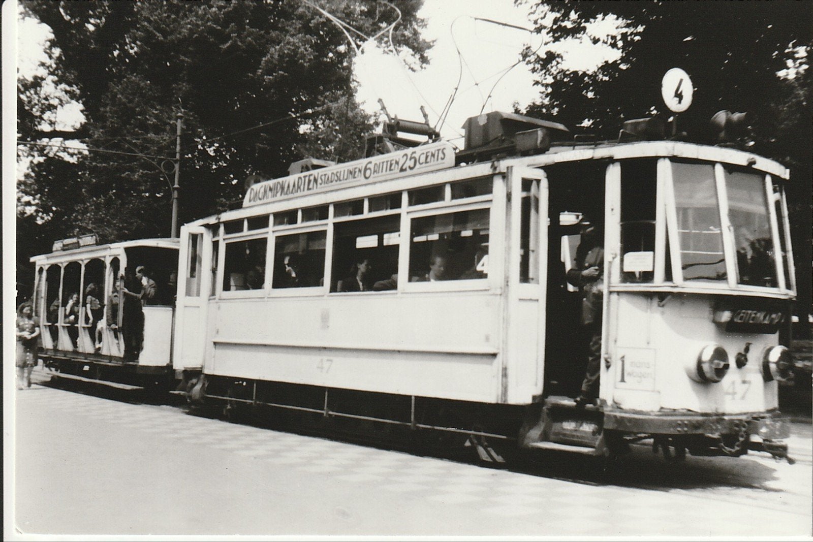 ARNHEM VELPERPLEIN GEMEENTE TRAM + OPEN AANHANGER 24 JUNI 42, Ophalen of Verzenden, 1940 tot 1960, Ongelopen, Gelderland