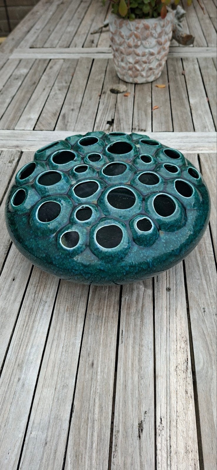 Unieke bloemenvaas 35cm doorsnede, mooie kleur, Antiek en Kunst, Ophalen