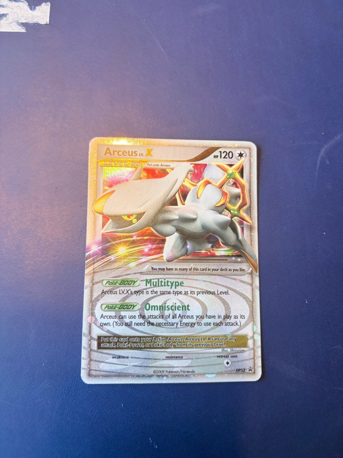 Arceus LV.X DP53 Pokémon Kaart - Zeldzaam en Glanzend, Ophalen of Verzenden, Gebruikt, Losse kaart, Foil