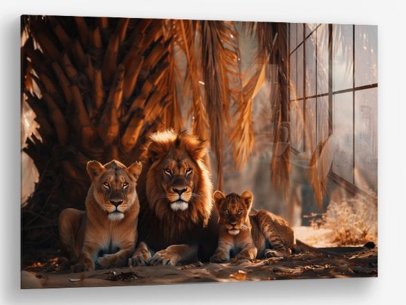 Glasschilderij Lionheart Kin I 80x120 - Gehard glas, Ophangklaar, Glas, Ophalen of Verzenden, Dieren