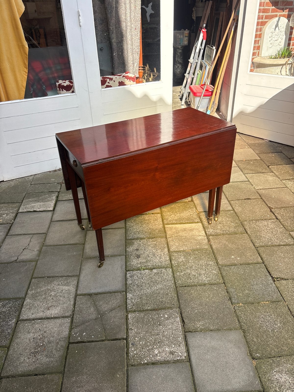 Antieke Mahonie Gateleg Tafel met Lades engels, Ophalen