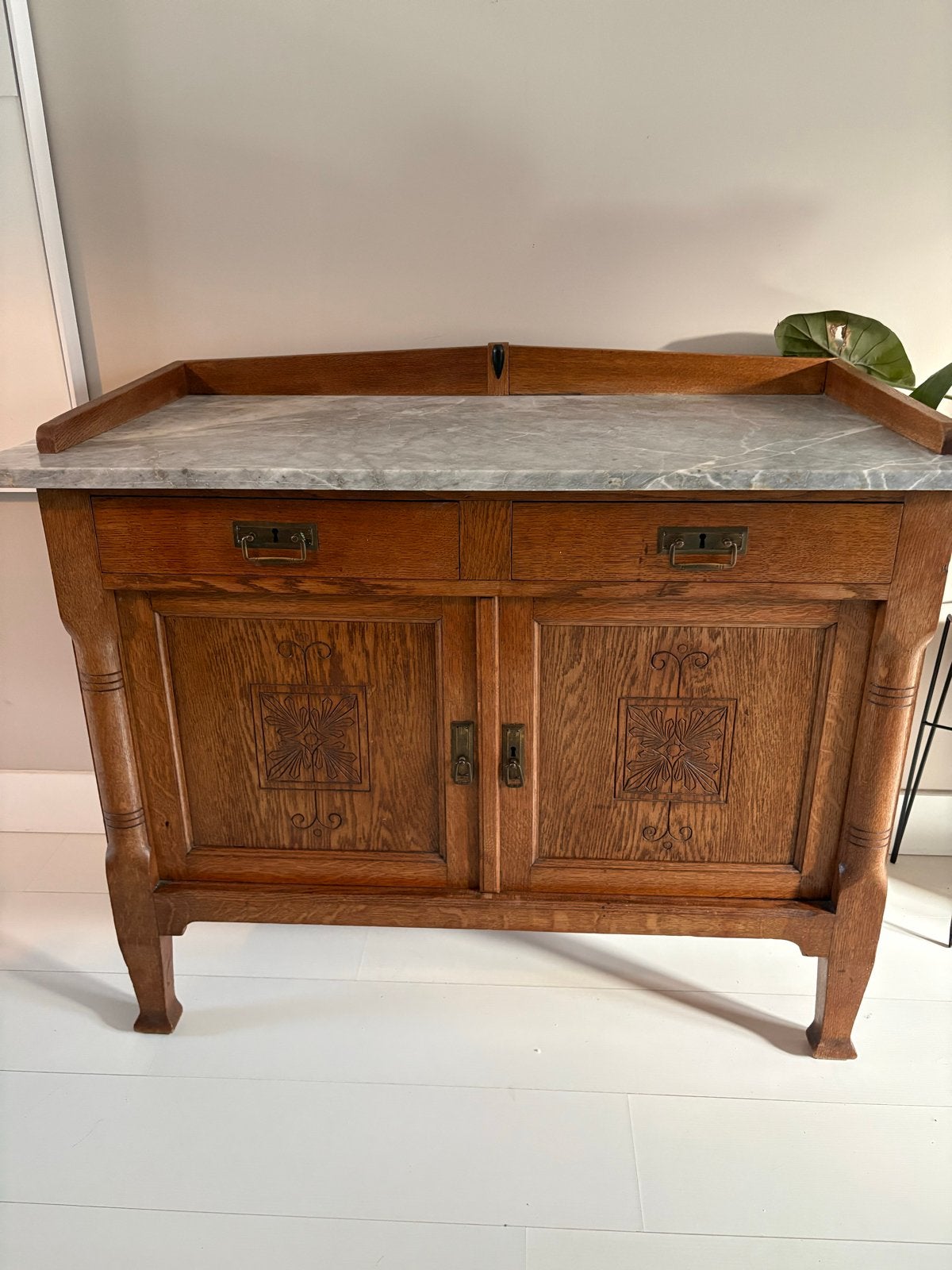 Antieke kast commode dressoir marmer badkamermeubel hout, Huis en Inrichting, Ophalen of Verzenden, 25 tot 50 cm, Eikenhout, Minder dan 100 cm