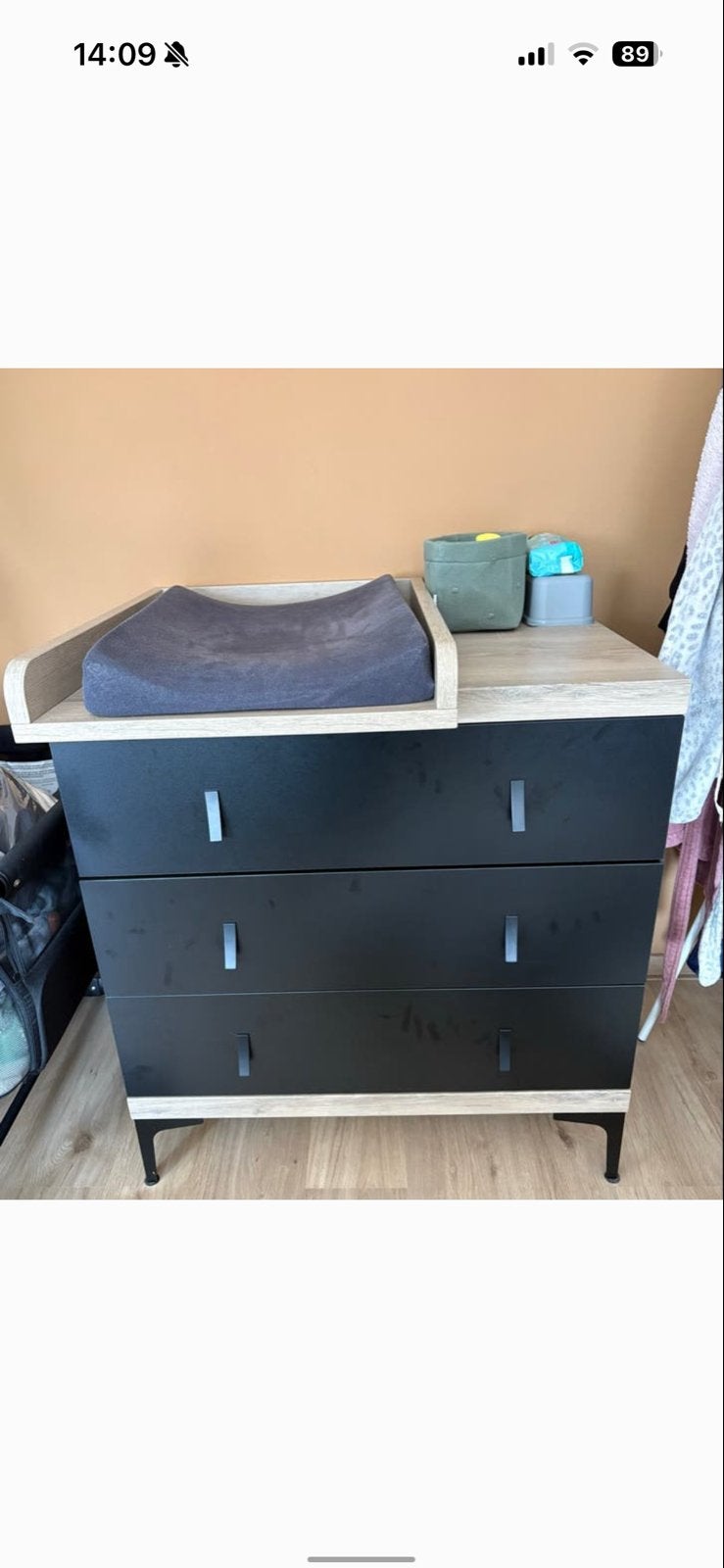 Complete babykamer -ledikant, commode, wandschapje en kast-, Ophalen, Gebruikt, 50 tot 70 cm, 75 tot 100 cm