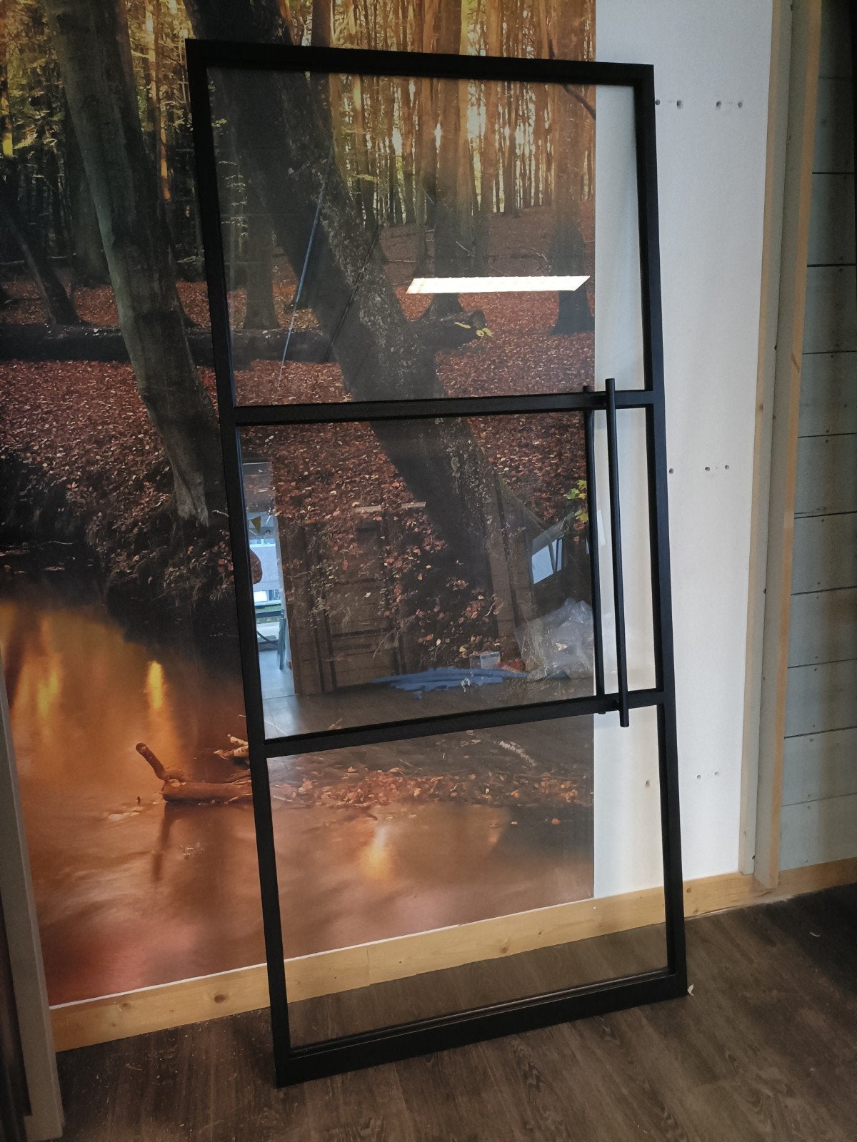 Zwarte stalen taatsdeur, Doe-het-zelf en Verbouw, Deuren en Horren, Ophalen, Glas, Binnendeur, 215 cm of meer