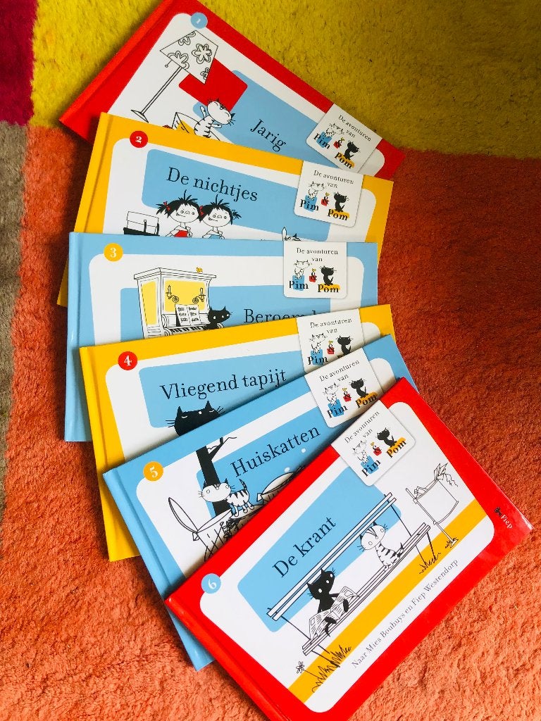 “Avonturen van Pim en Pom” (set van 6), Boeken, Fictie algemeen, Mies Bouhuys, Jongen of Meisje, Ophalen of Verzenden