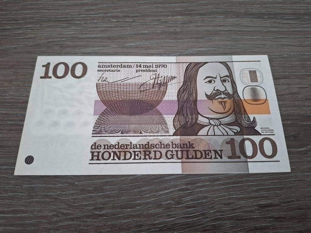 Bijna UNC biljet 100 gulden De Ruyter, 1970, Postzegels en Munten, Ophalen of Verzenden, 100 gulden