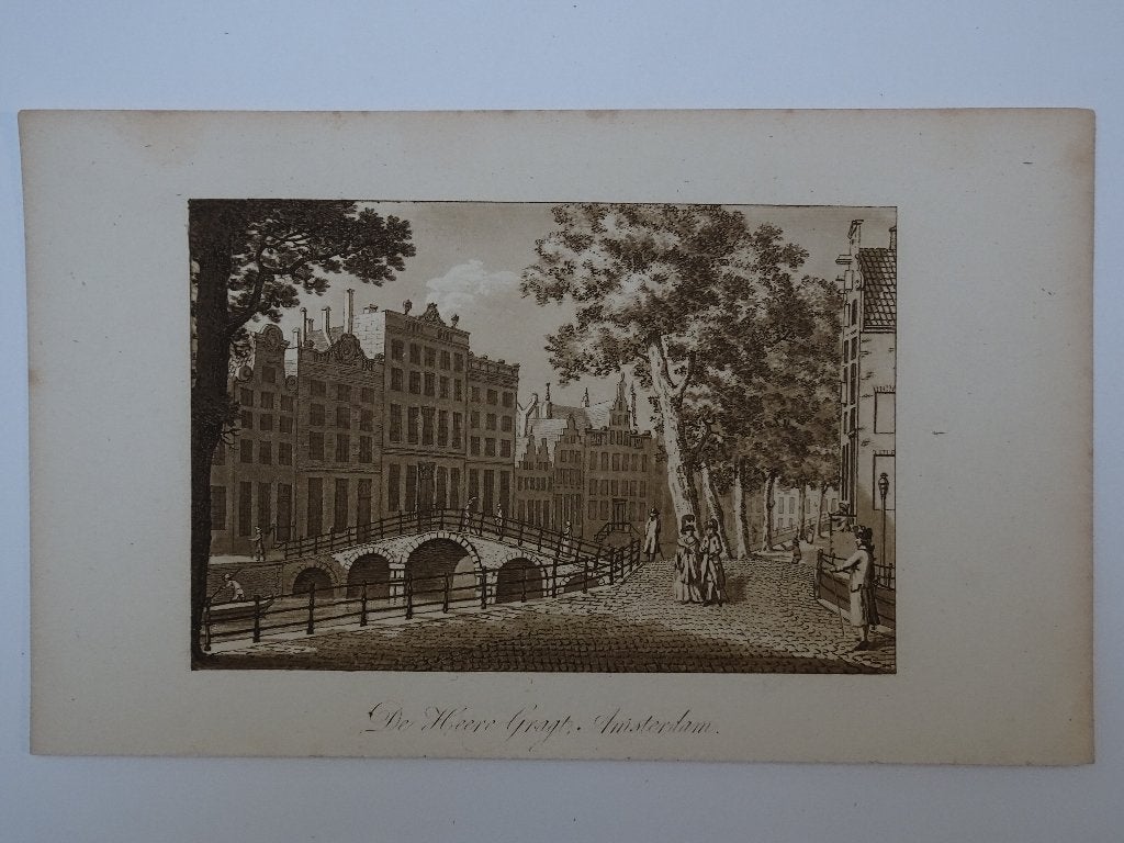 Aquatint De Herengracht te Amsterdam, Samuel Ireland 1795, Ophalen of Verzenden, Origineel