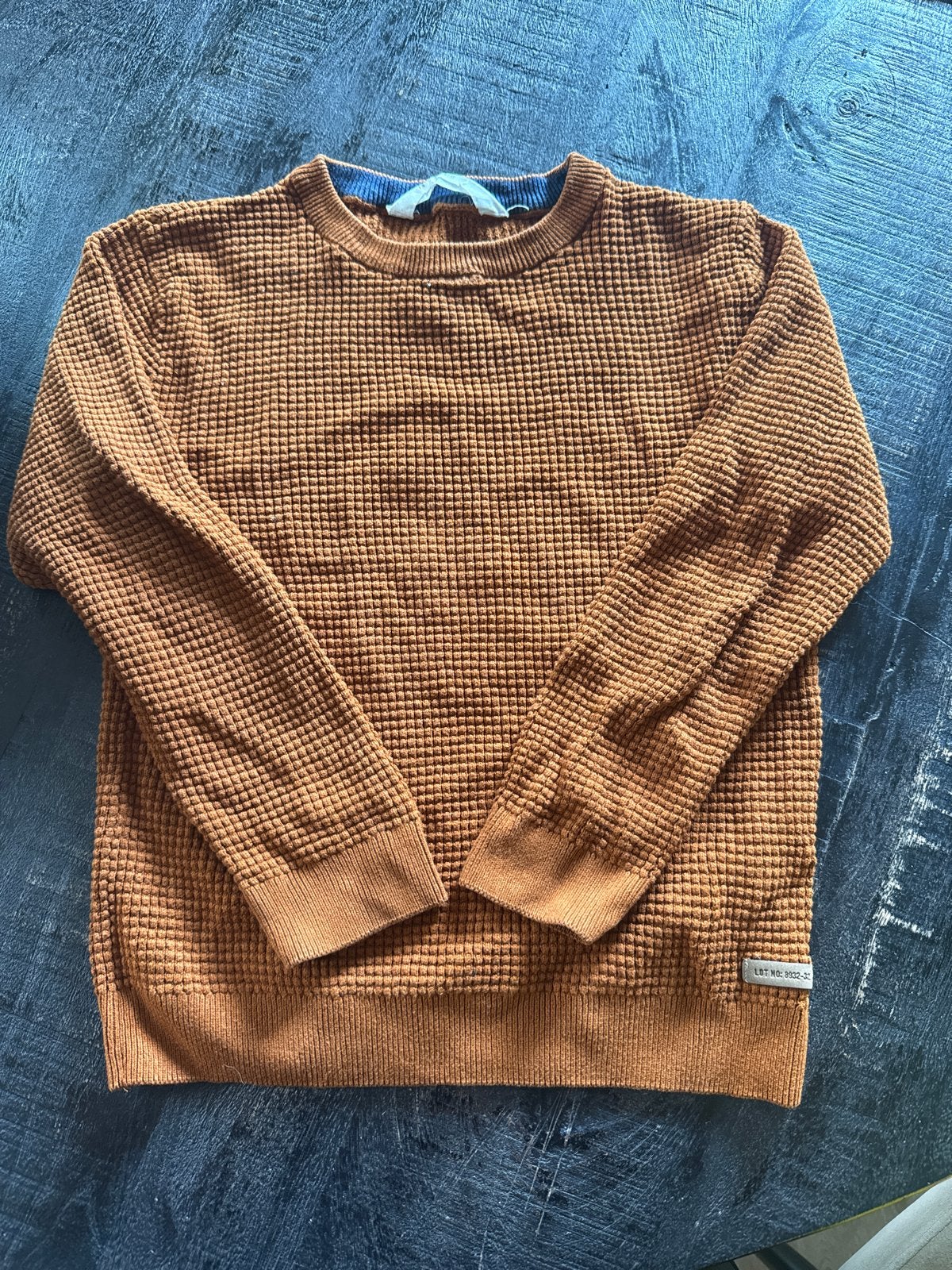H&M Wafelgebreide Trui - Oranje - Maat 122/128, Ophalen of Verzenden, Gebruikt, Jongen of Meisje, Trui of Vest