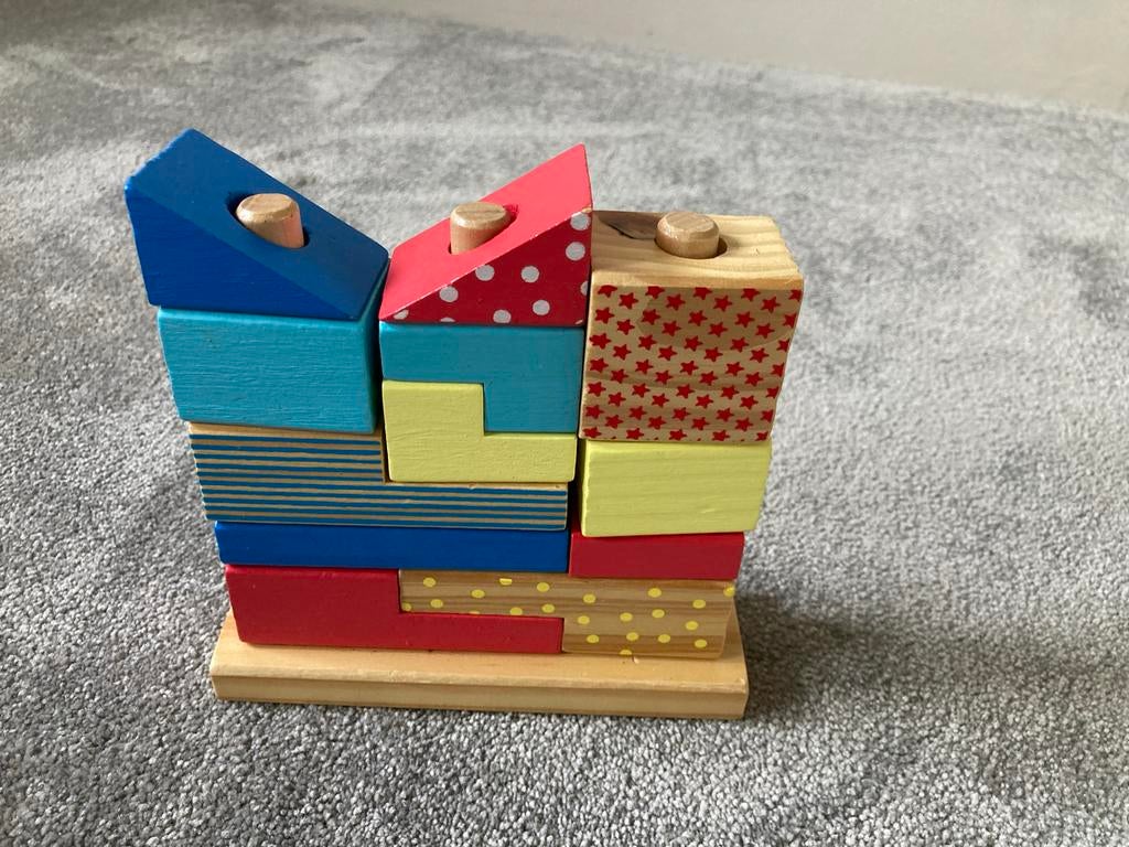 Houten Blokkentoren / Puzzel voor Kinderen, Ophalen of Verzenden, Gebruikt, Overige typen