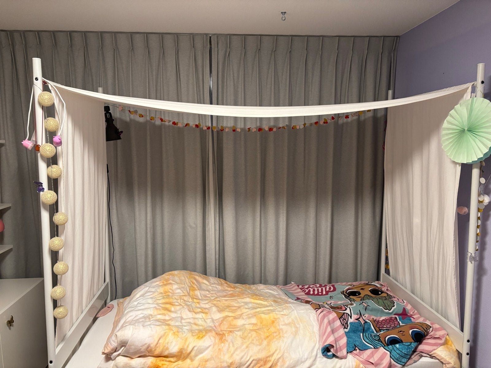 Hemelbed 1 persoons - Wit, Huis en Inrichting, Slaapkamer | Bedden, Ophalen, Gebruikt, 90 cm, Eenpersoons