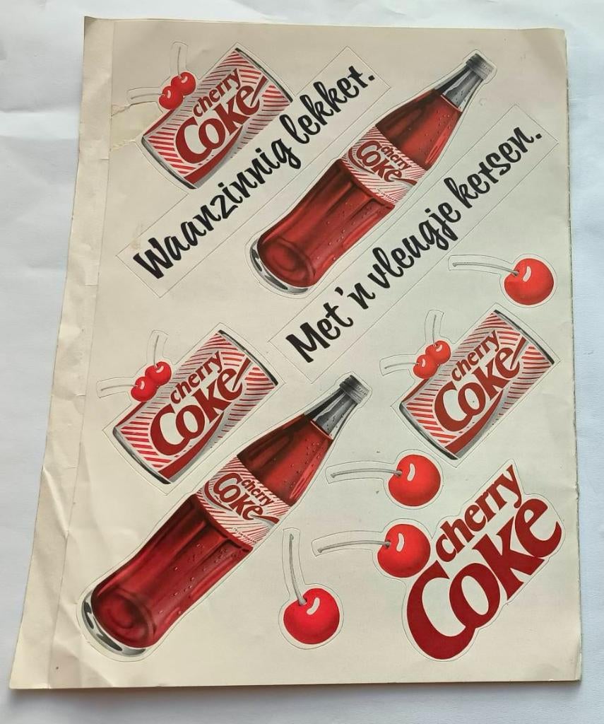 Stickervel Cherry Coke (1987), Ophalen of Verzenden, Zo goed als nieuw, Merk