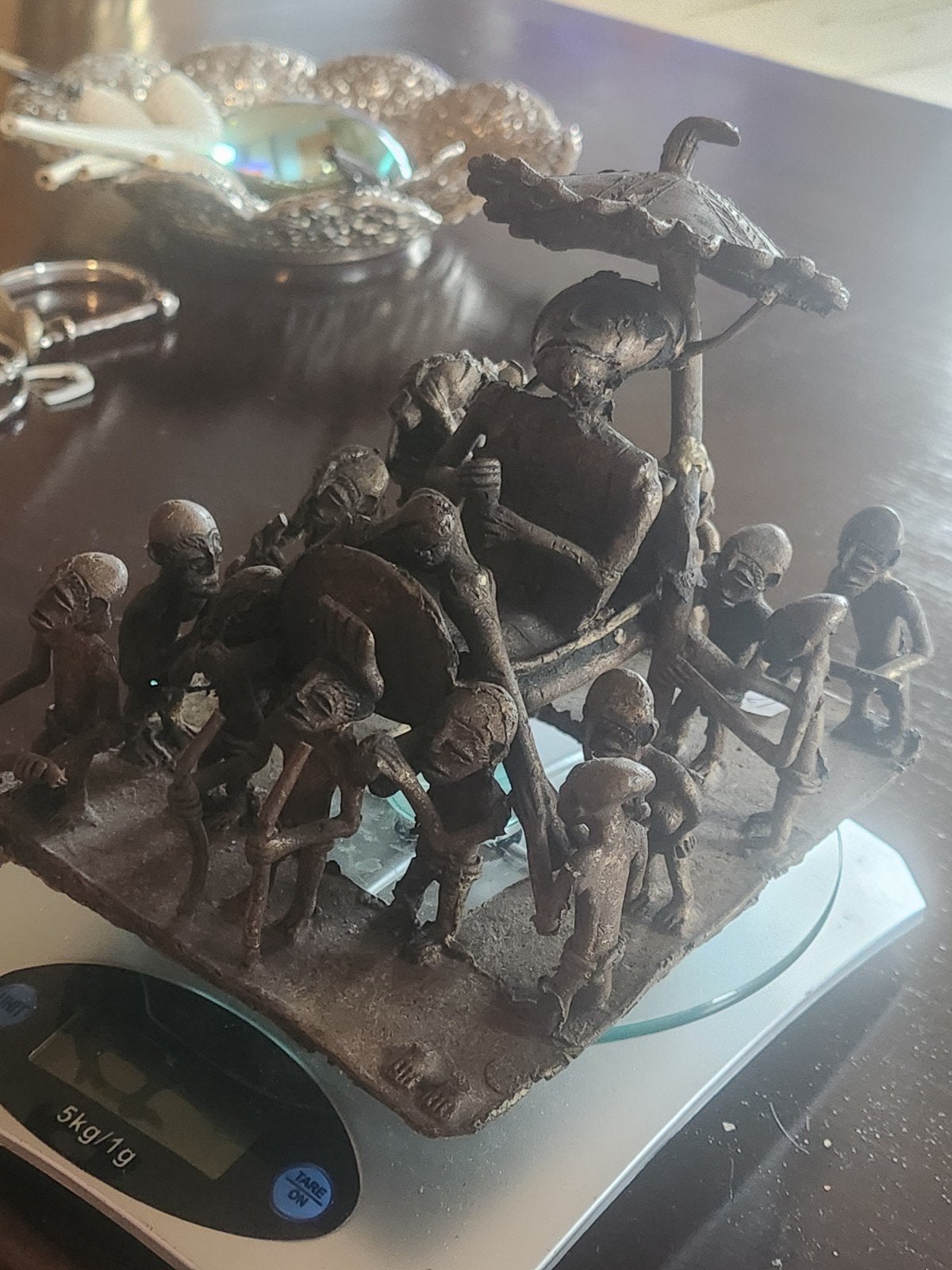 Antiek 19e-eeuws Asante Goudgewicht Figuurgroep, Ghana, Afrika, Ophalen of Verzenden, Handgemaakt