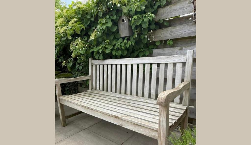 Houten tuinbank GEZOCHT omgeving Eelde Paterswolde, Ophalen of Verzenden, Gebruikt, Hout