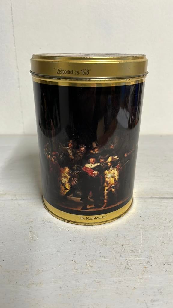 Vintage Blik met schilderij van de Nachtwacht, Verzamelen, Blikken, Ophalen of Verzenden, Gebruikt, Overige