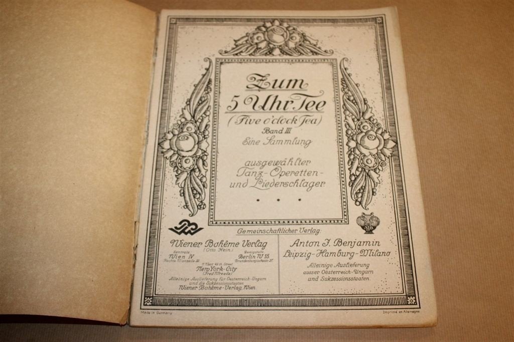 Zum 5 Uhr Tee III — Bladmuziek Schlagers, Vintage 1924, Ophalen of Verzenden, Gebruikt, Artiest of Componist, Piano