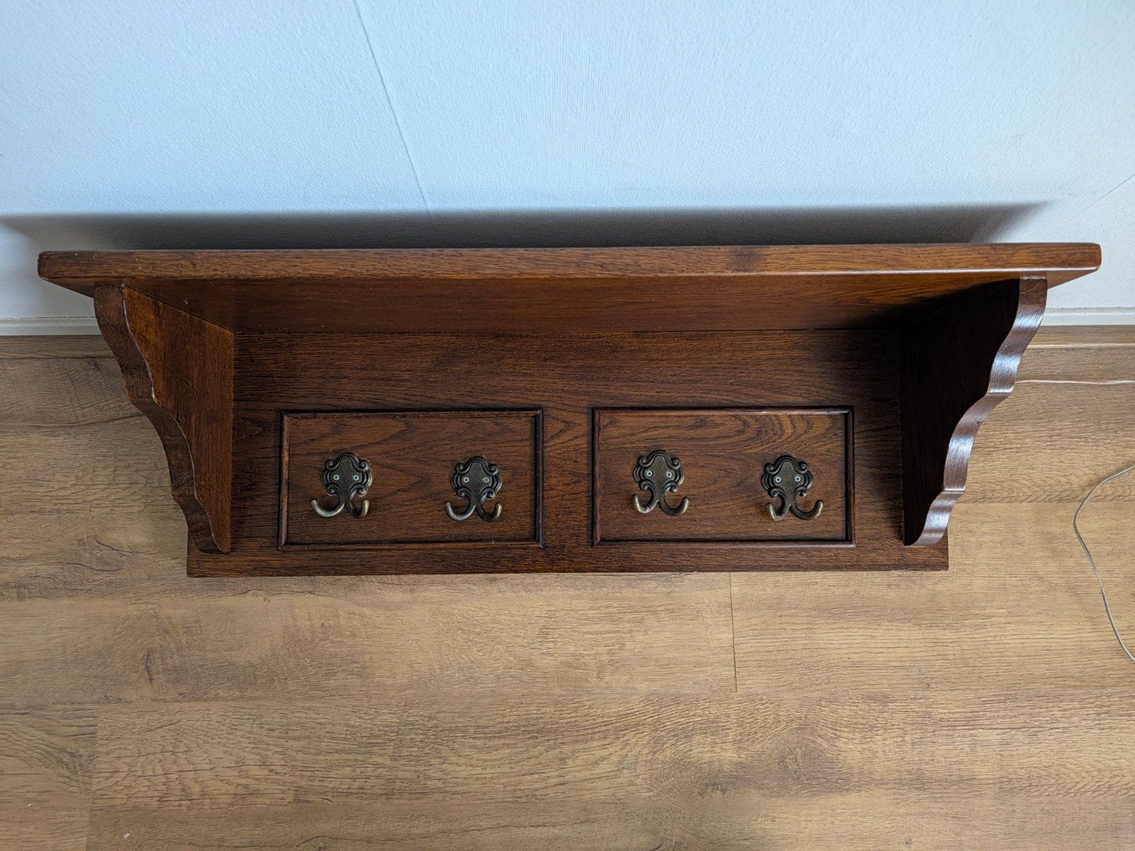 Eikenhouten wandkapstok met plank, 80x25 cm, Ophalen, Gebruikt, Hout, Wandkapstok