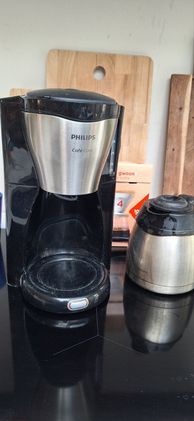 Philips Café Gaia Koffiezetapparaat - Zwart/RVS, Ophalen, Gebruikt, 10 kopjes of meer, Koffiemachine