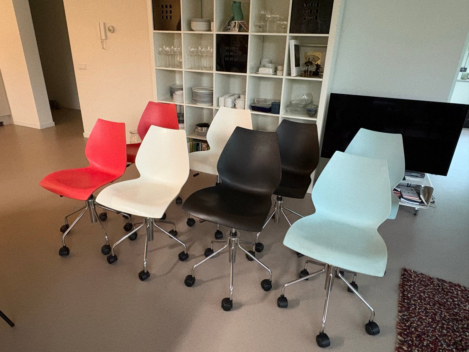 8 Kartell Maui stoelen - diverse kleuren, Ophalen, Gebruikt, Stoel