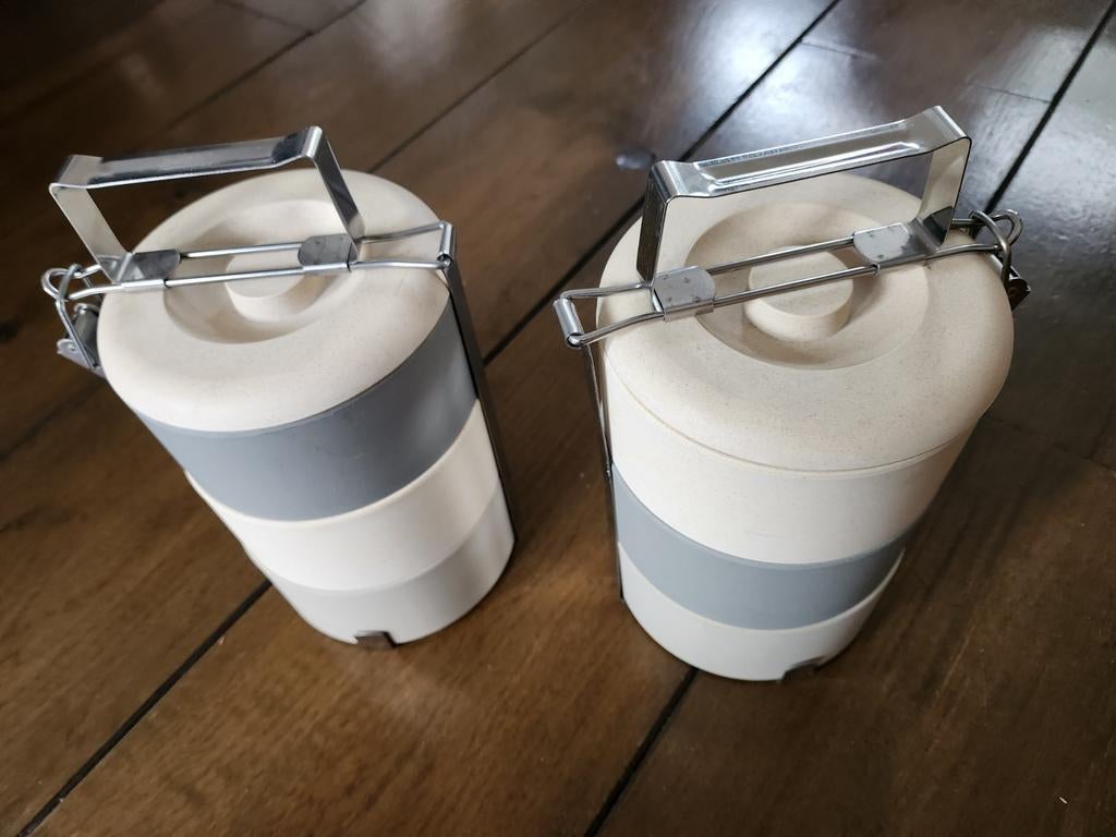 Set van 2 stapelbare lunchboxen voor  maaltijd, Huis en Inrichting, Keuken | Keukenbenodigdheden, Gebruikt, Ophalen of Verzenden
