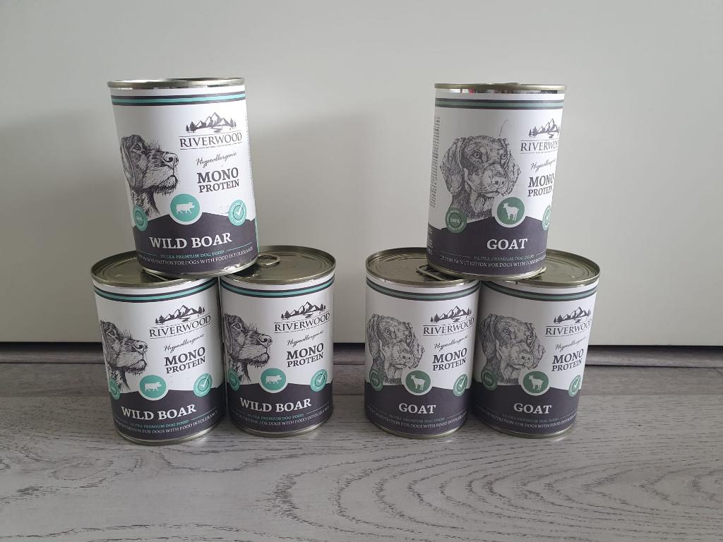 12x Riverwood natvoer hypoallergeen geit, zwijn en paard, Dieren en Toebehoren, Dierenvoeding, Ophalen of Verzenden, Hond