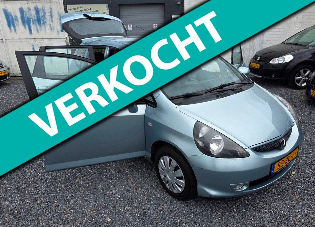 Honda Jazz 1.2 5 deurs Airco km nap, Voorwielaandrijving, Zwart, 4 cilinders, Blauw