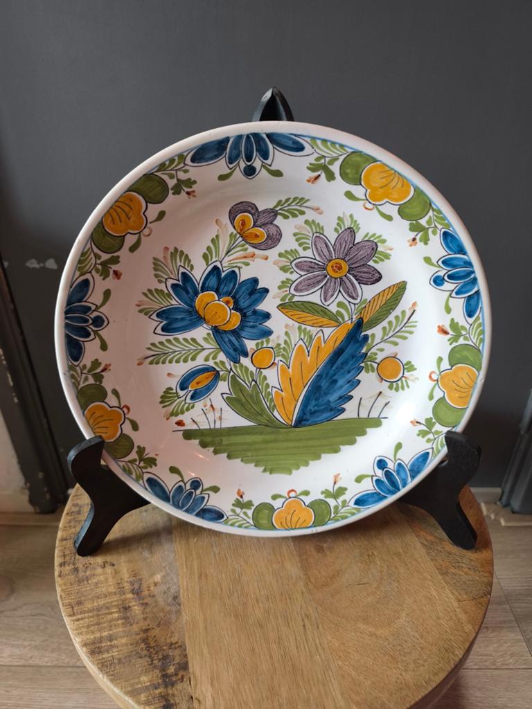 Grote polychrome schotel van Makkum Tichelaar, Ø 33 cm, Ophalen of Verzenden