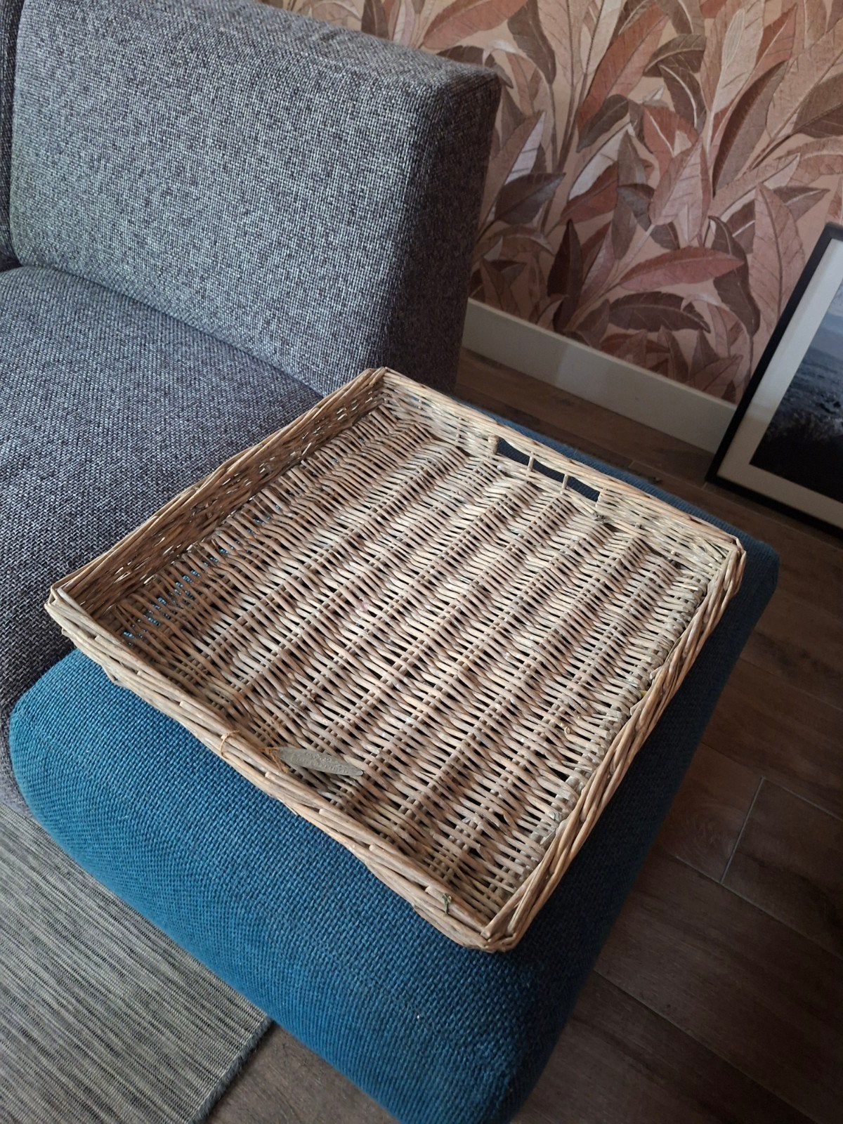 Rieten mand. dienblad. Countryfield, Huis en Inrichting, Overige typen, Vierkant, Ophalen of Verzenden, Zo goed als nieuw