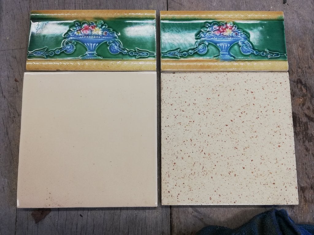 42 stuks (630cm) prachtige jugendstil randtegels 15x7,5 cm, Ophalen