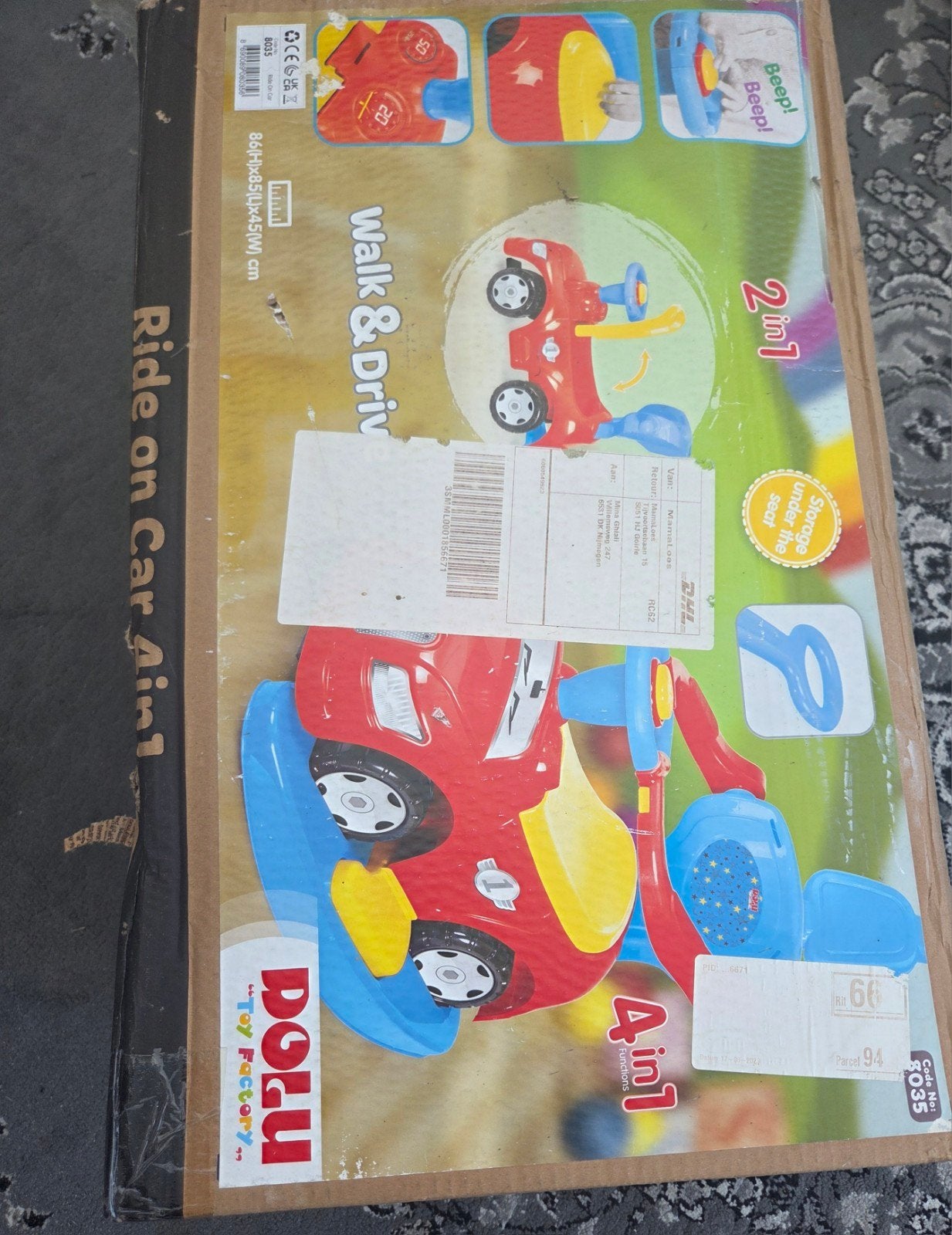 Dolu Ride-on Car 4-in-1 Loopwagen en Speelauto, Ophalen, Nieuw, Auto, Met geluid