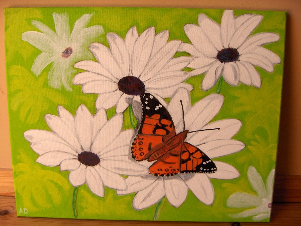 Vlinder, Acrylverf, Handgeschilderd, Ophalen of Verzenden, Dieren