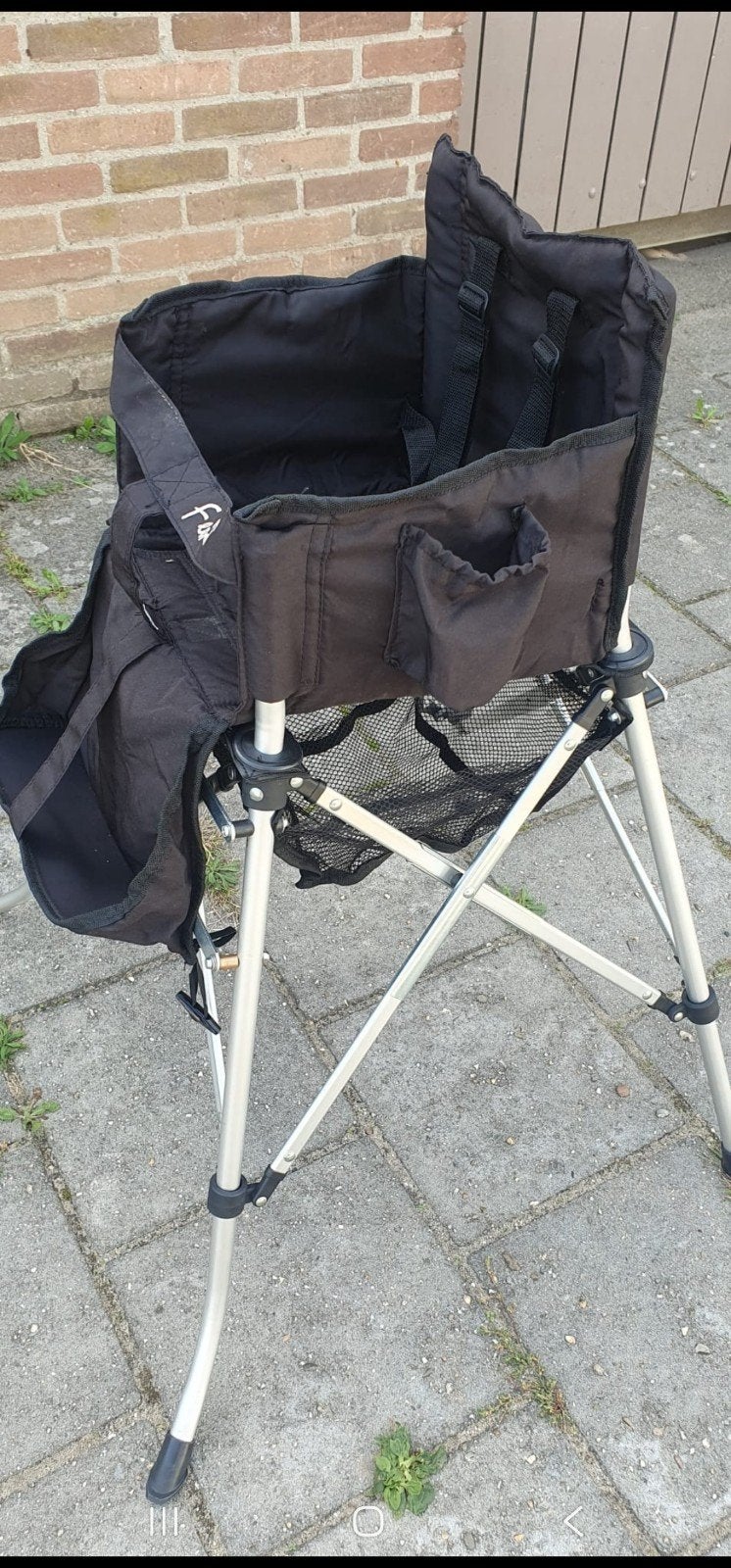 Fem Outdoor Inklapbare Kinderstoel - Zwart, Ophalen, Gebruikt, Inklapstoel, Gordel(s)
