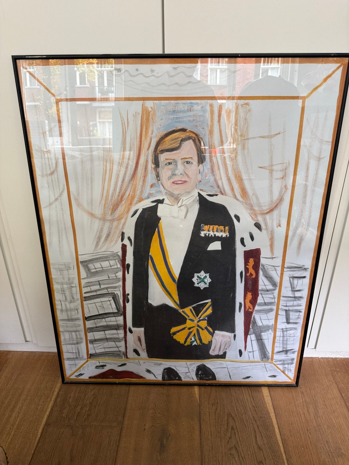 Poster Willem Alexander van Oranje 80x100cm met lijst, Papier/karton, Ophalen of Verzenden, Ingelijst, Print