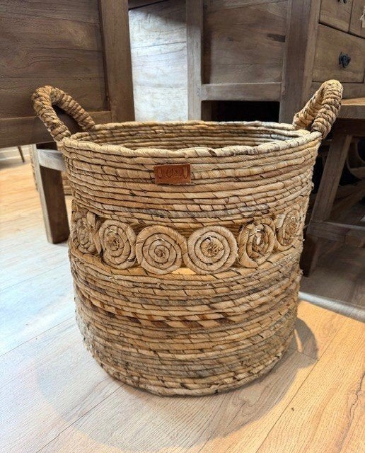 aanbieding grof gevlochten mand, Ophalen of Verzenden, Rond, Riet