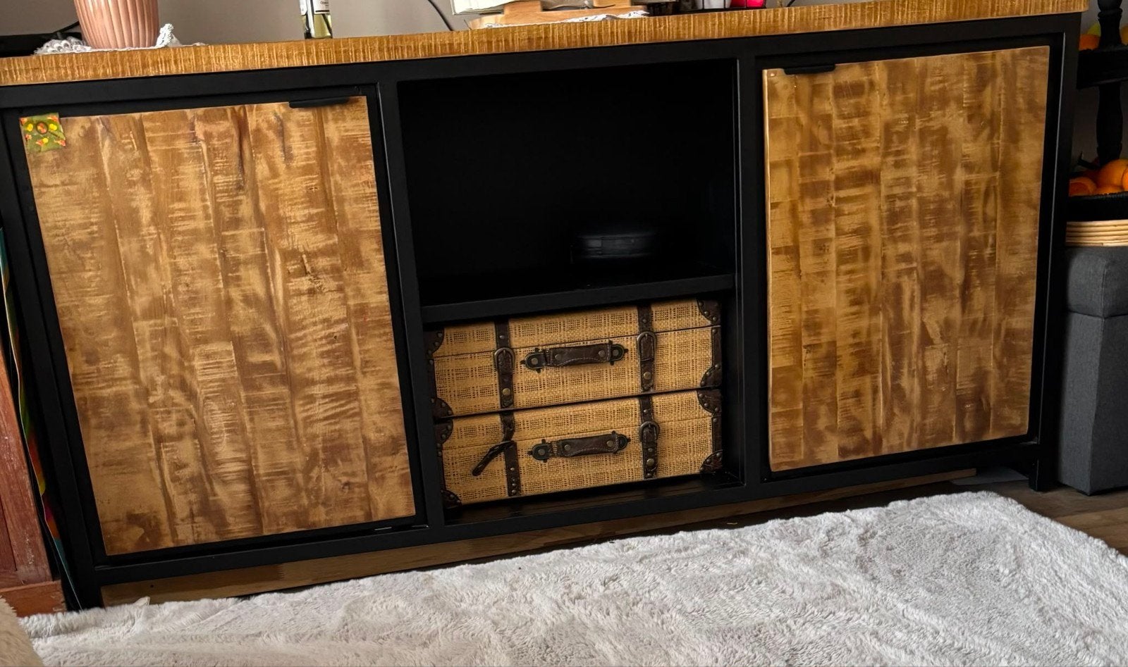 Houten commode met industrieel uitstraling., Ophalen, Zo goed als nieuw, 25 tot 50 cm, 50 tot 100 cm