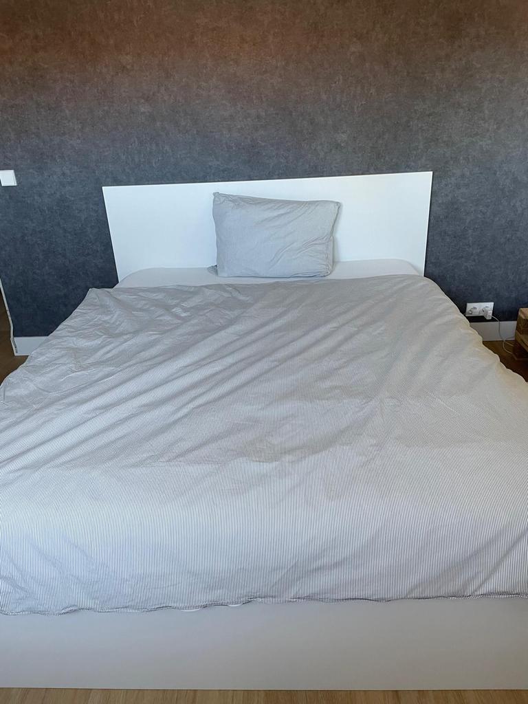 Malm bedframe 160x200 incl. Lattenbodems, Ophalen, Overige materialen, Wit, Tweepersoons