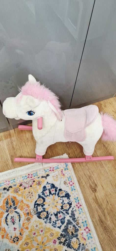 Schattig Wit en Roze Schommelspeelgoed Paard, Ophalen of Verzenden, Gebruikt, Meisje