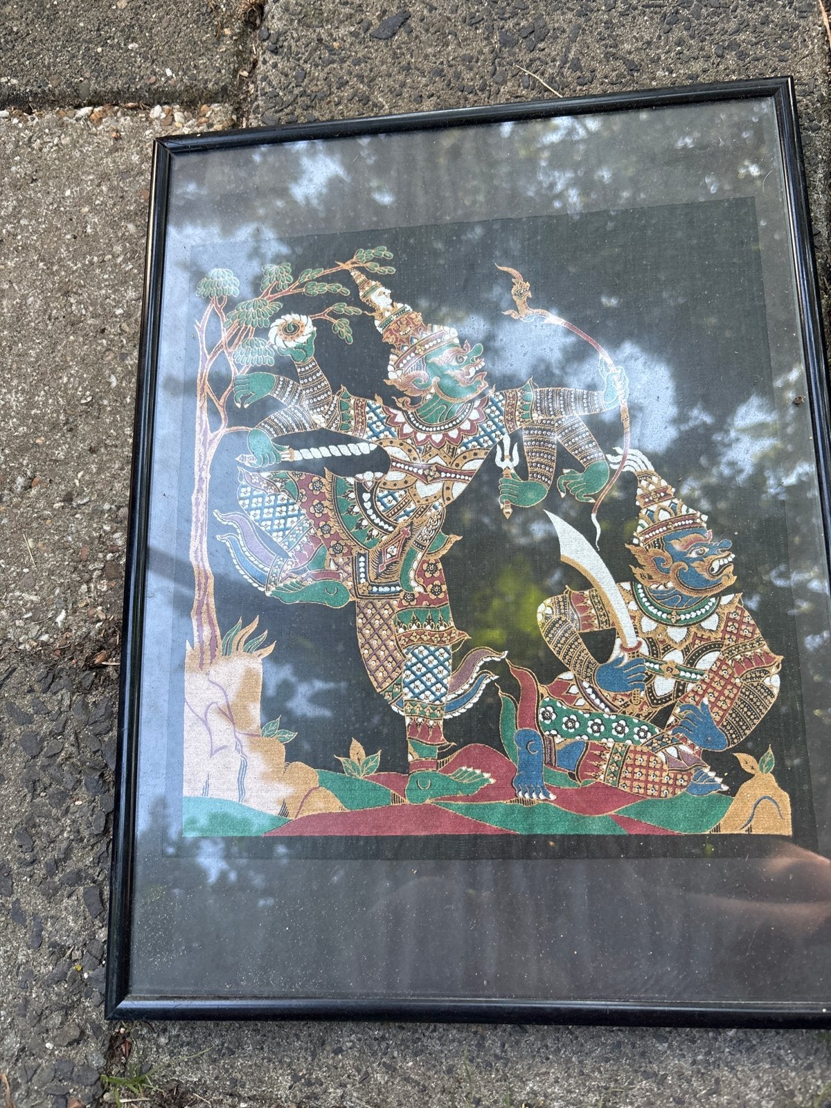 Indonesisch wanddoek schilderij - Traditionele kunst, Ophalen, Indonesië, Geschilderd, Schilderij