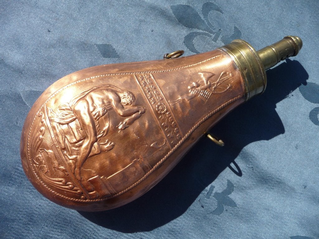 Mooie Franse KRUITFLES Jacht Scene - Parijs - geweer - jagen, Ophalen of Verzenden
