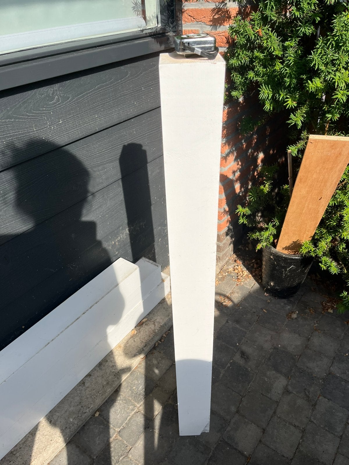Vier mooi witte balkjes, Doe-het-zelf en Verbouw, Hout en Planken, Ophalen, Gebruikt, 25 tot 50 mm, Balk
