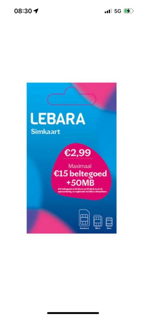 Lebara simkaarten 150 stuks, Ophalen of Verzenden, Zo goed als nieuw, Overige providers