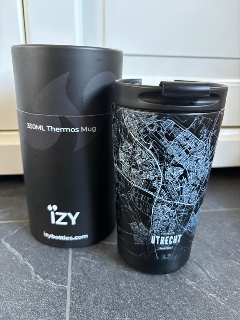 IZY Bottles Thermosbeker Utrecht  350ML - Nieuw - zwart, Ophalen of Verzenden, Nieuw