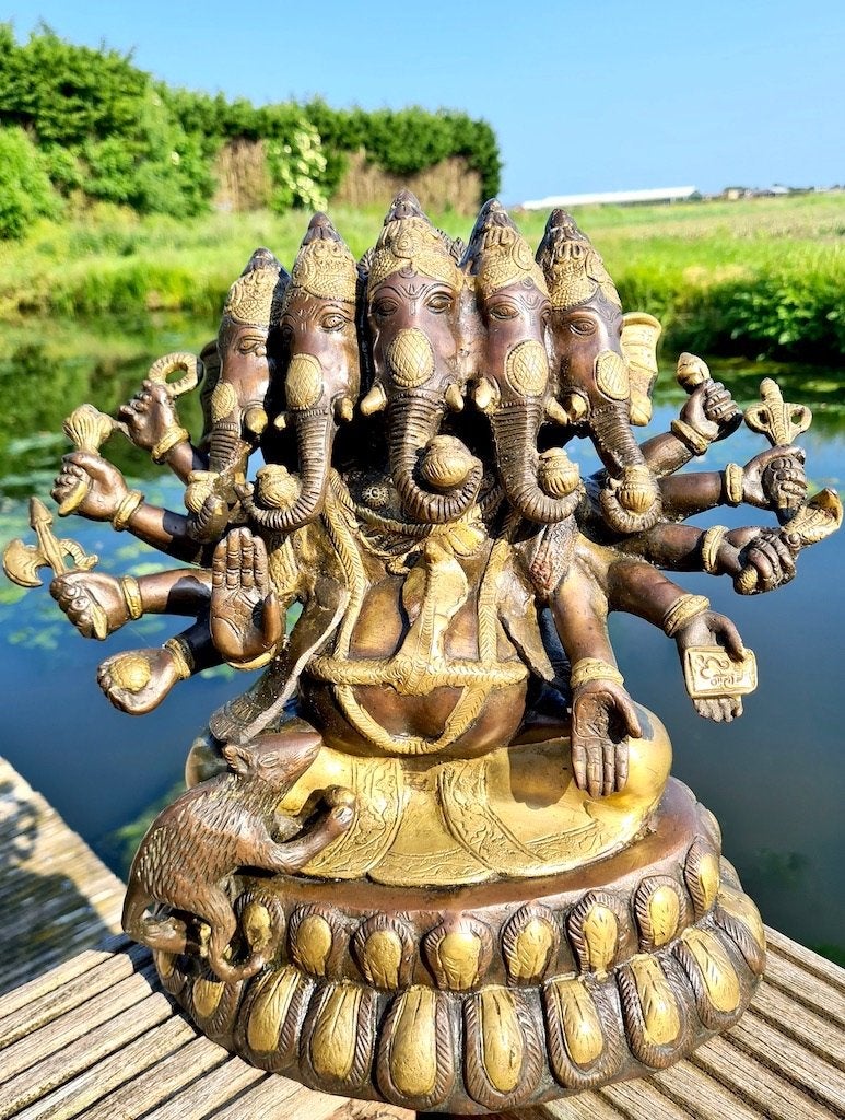 EXCLUSIEF: PANCHAMUKHI GANESHA 30 CM (10 KG)!, Verzamelen, Religie, Ophalen of Verzenden, Nieuw, Beeld(je), Hindoeïsme