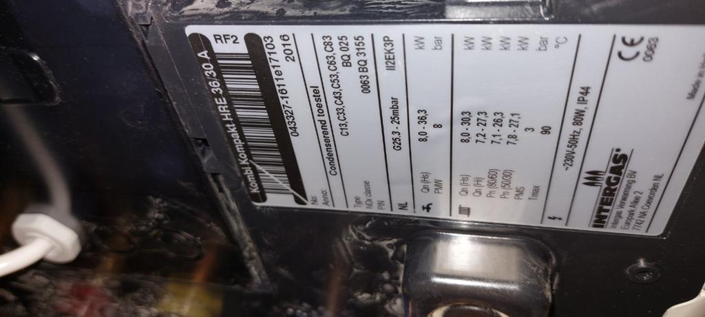 Intergas HRE 36/30 A CV ketel - Hoog Rendement, Ophalen, Gebruikt, Hoog rendement (Hr), Cv-ketel of Combi-ketel