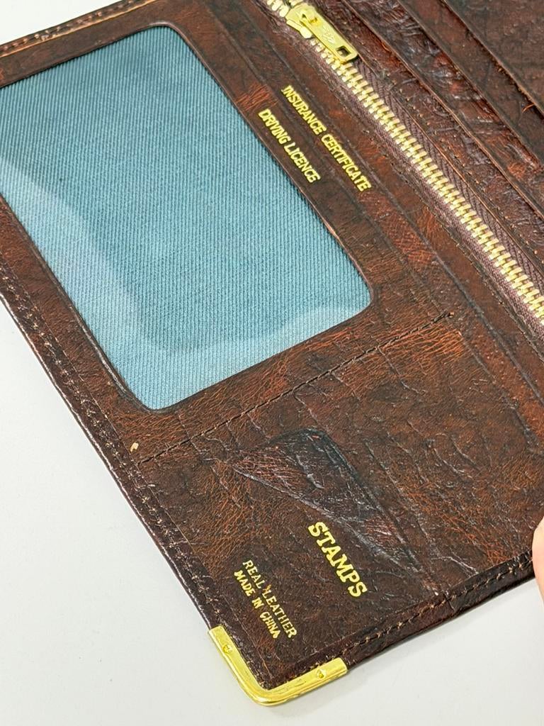 Vintage Bruine Leren Portemonnee Heren Wallet echt Lederen, Bruin, Ophalen of Verzenden, Zo goed als nieuw, H