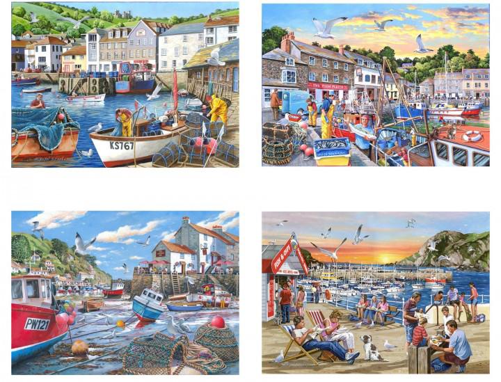 House of Puzzles - Days at the Dock - 4x500 stukjes, Ophalen of Verzenden, 500 t/m 1500 stukjes, Nieuw, Legpuzzel