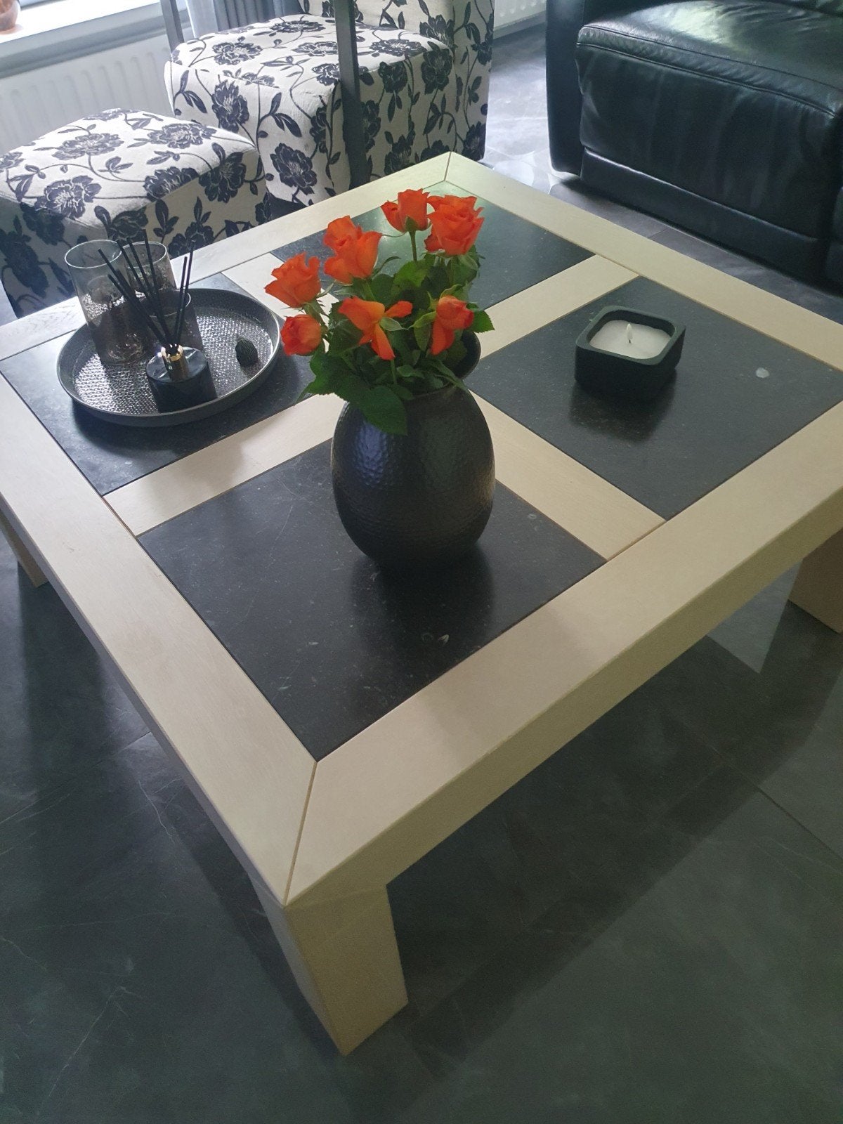 Salontafel met marmeren blad - zo goed als nieuw, Ophalen of Verzenden