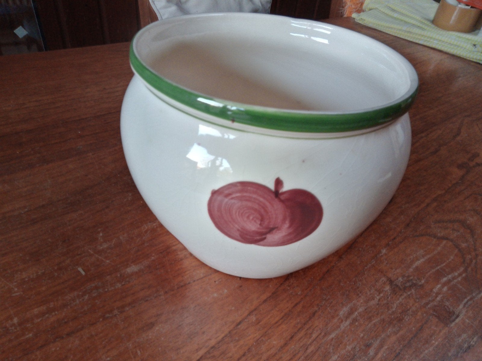 Keramieken bloempot met appeldecoratie, Huis en Inrichting, Woonaccessoires | Overige, Gebruikt, Ophalen of Verzenden