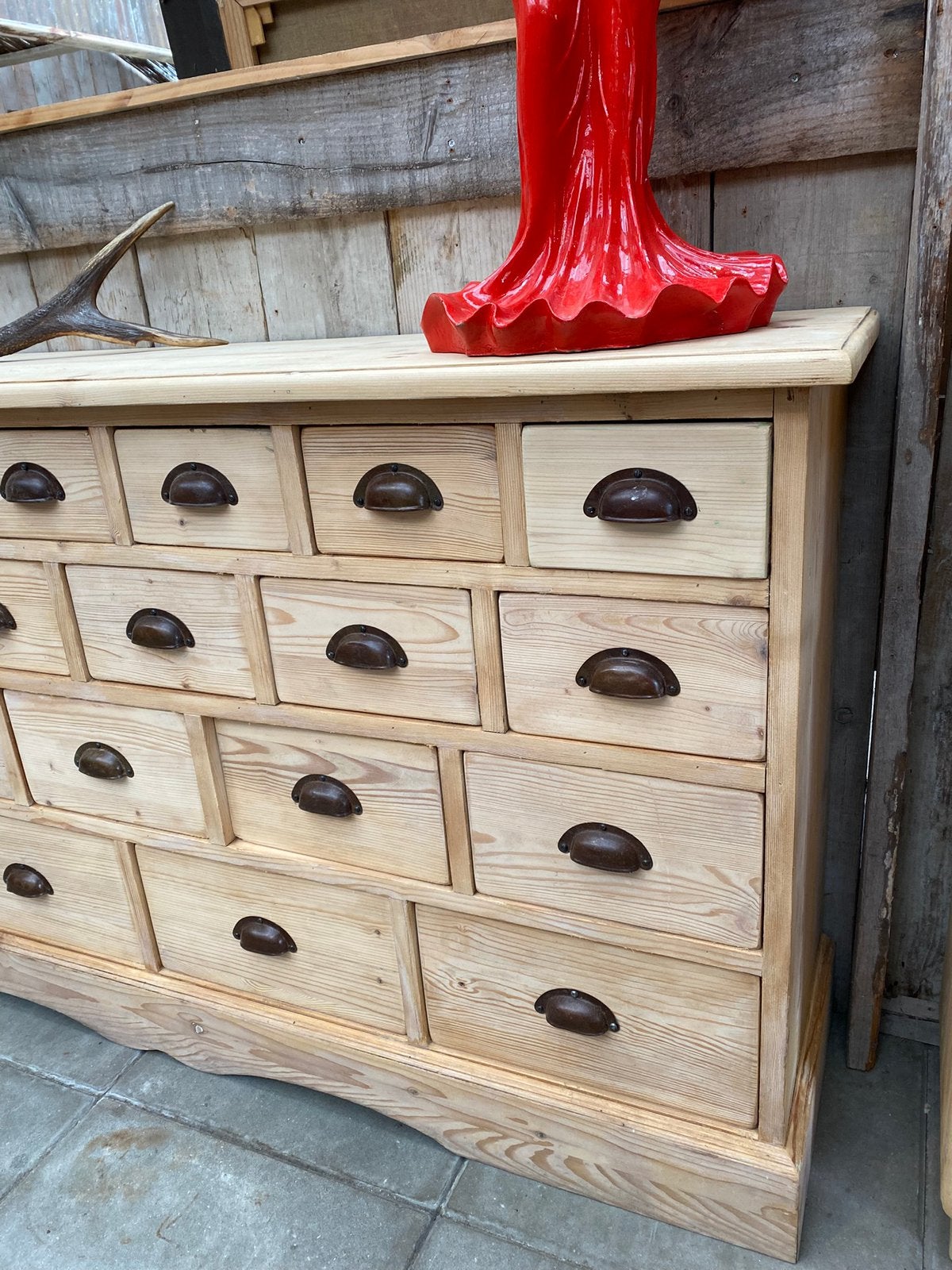 Landelijke oud grenen ladekast dressoir kast, Ophalen, Gebruikt, 5 laden of meer, 150 tot 200 cm