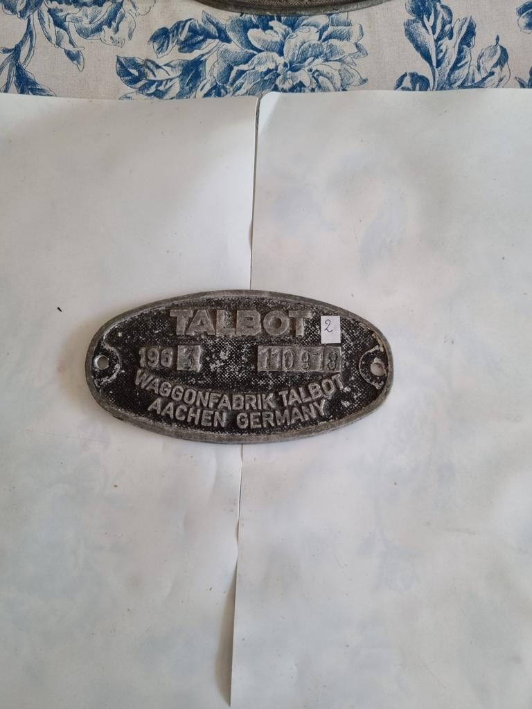 Vintage Talbot Wagonfabriek Plaquette Aken Duitsland, Ophalen of Verzenden